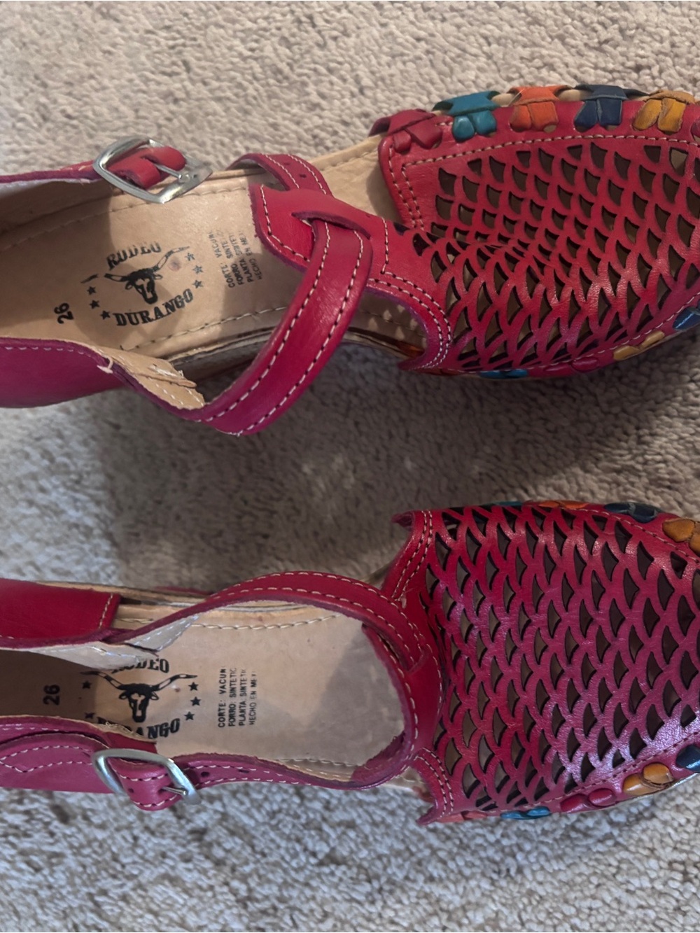 Durango Women’s Fuchsia Woven Leather Sandals with Multicolor Trim